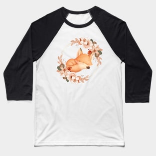 Floral Fox Baseball T-Shirt